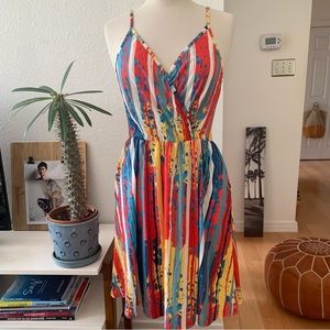 Styleworld NWT multicolored cotton sundress with adjustable straps and pockets